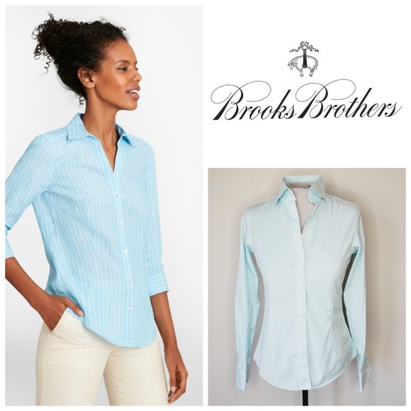 Brooks Brothers Tops - BROOKS BROTHERS Cotton Blue Striped Shirt